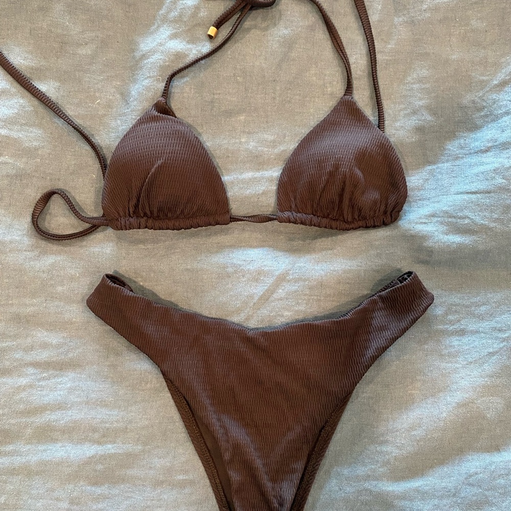 Vitamin A Chocolate Ribbed Bikini Set